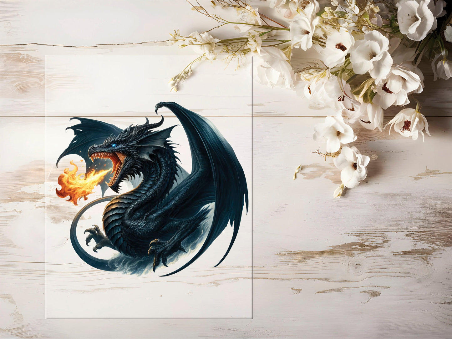 Auktion - Bügelbild - Black Dragon #1199 - 20cm