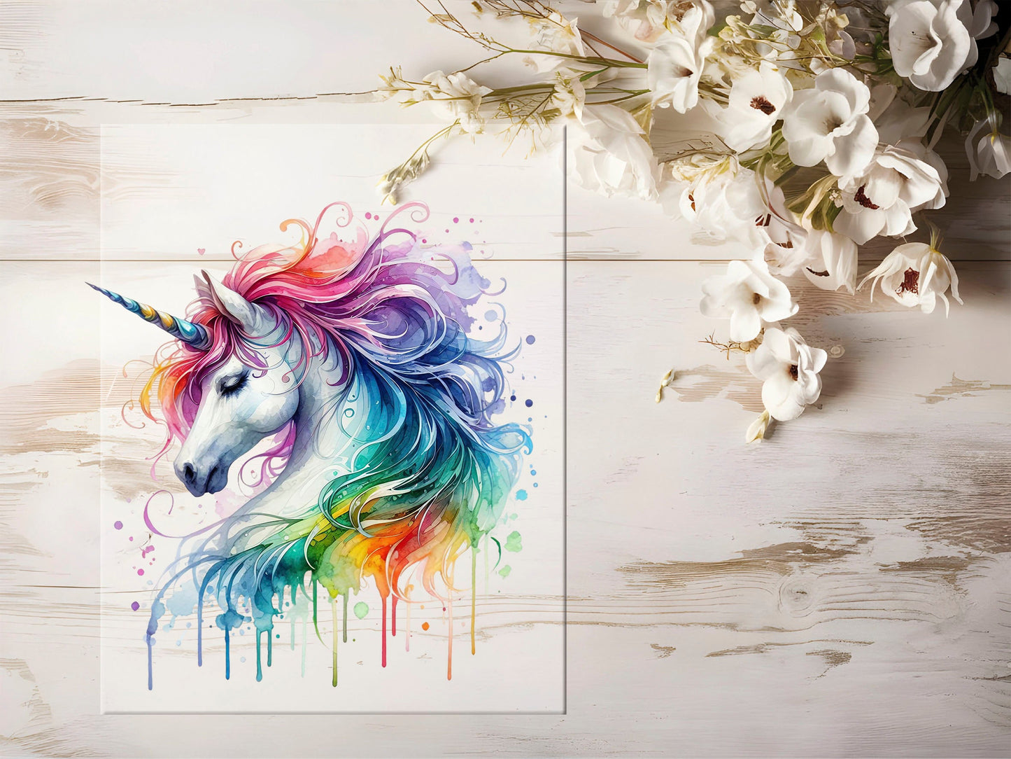 Auktion - Bügelbild - Bunt Einhorn #1345 - 15cm