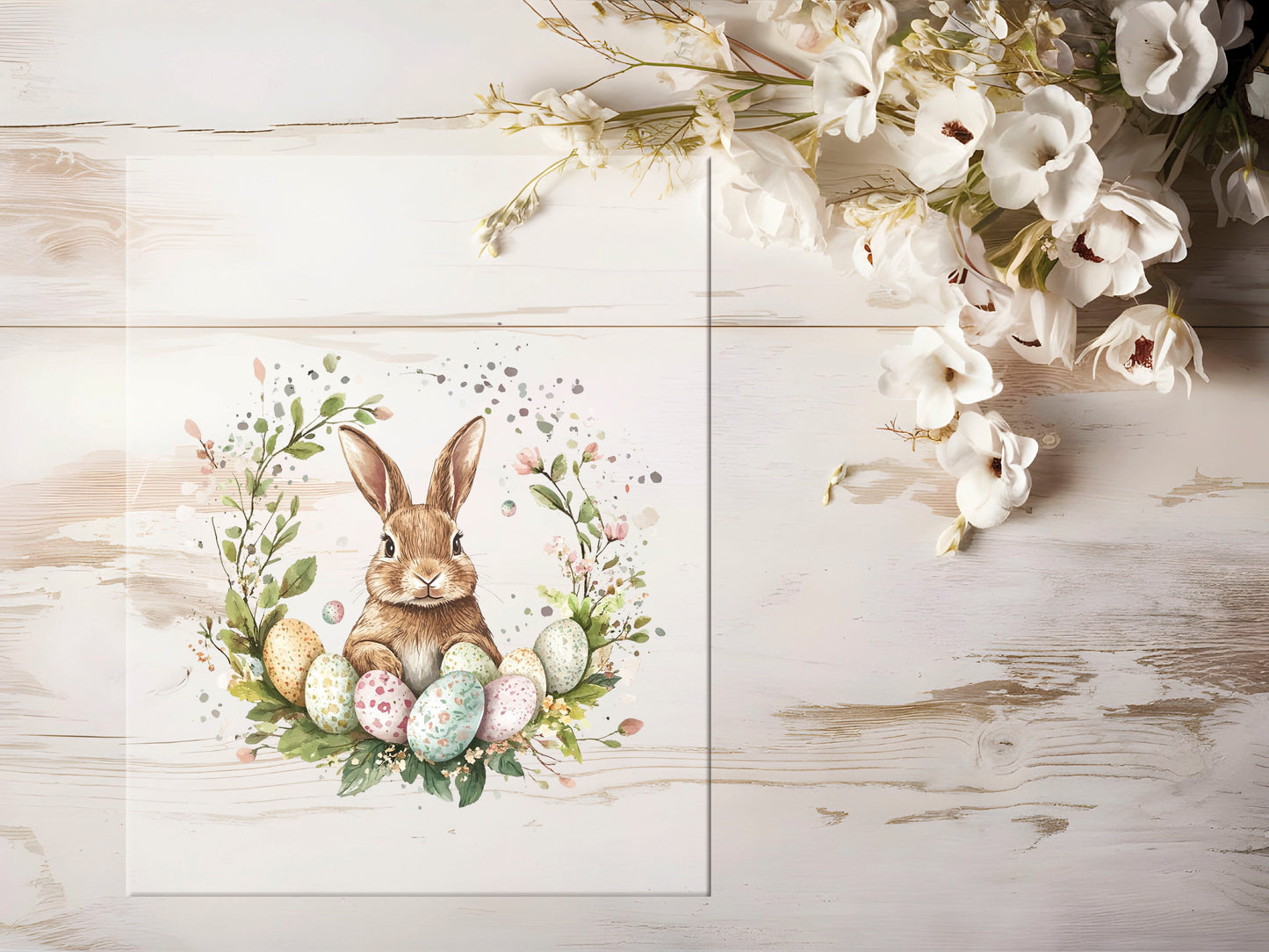 Bügelbild - Hase im Blumenkranz #1518