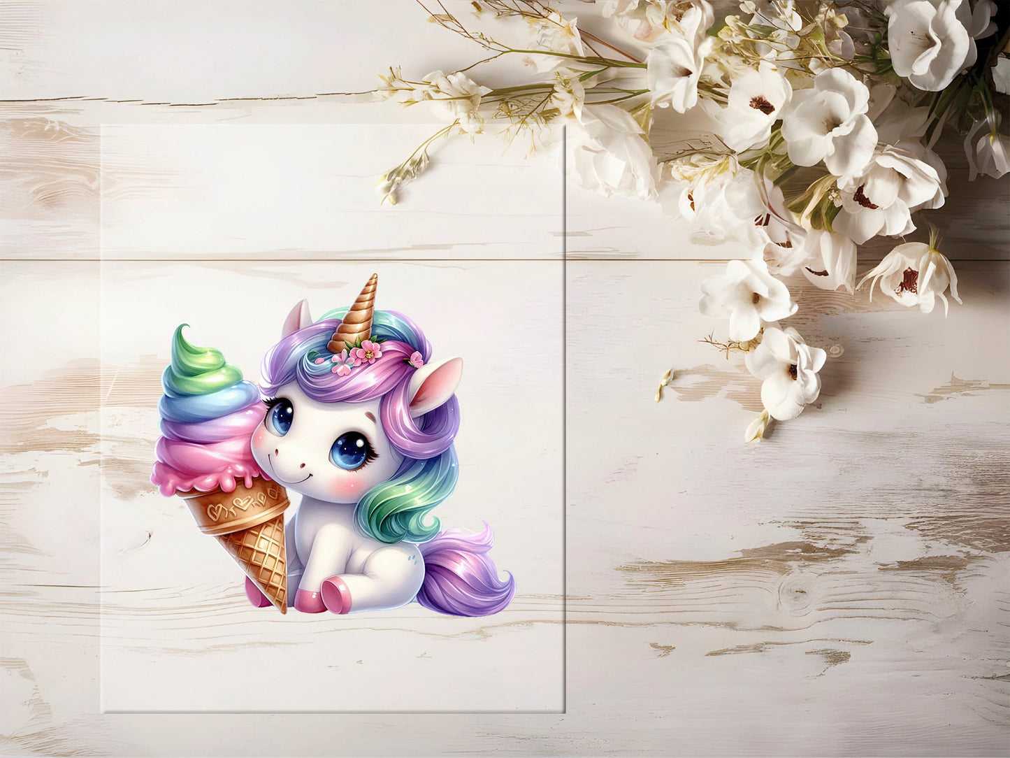 Auktion - Bügelbild - Einhorn Eis #1276 - 15cm