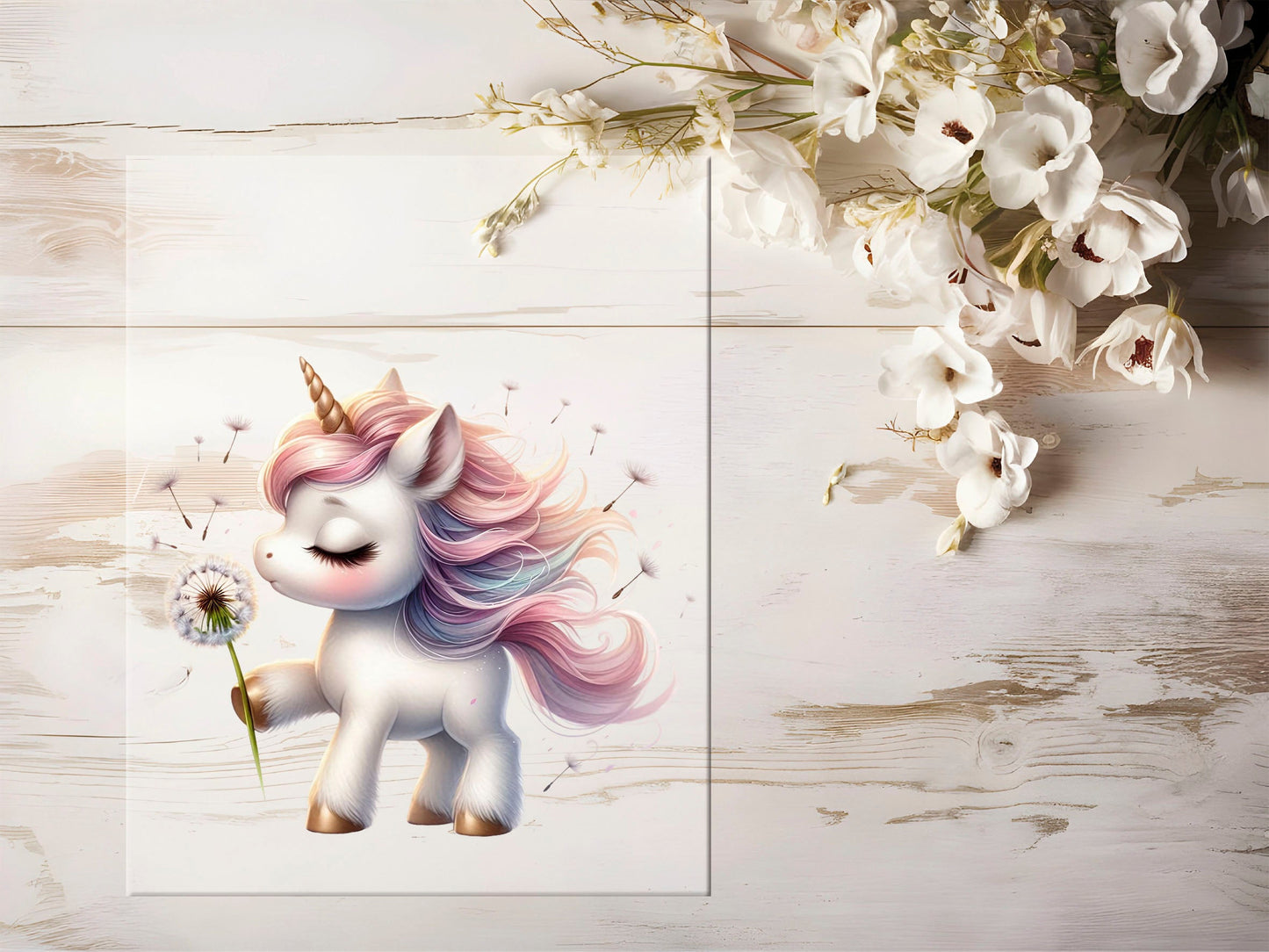 Auktion - Bügelbild - Einhorn Pusteblume #1271 - 15cm