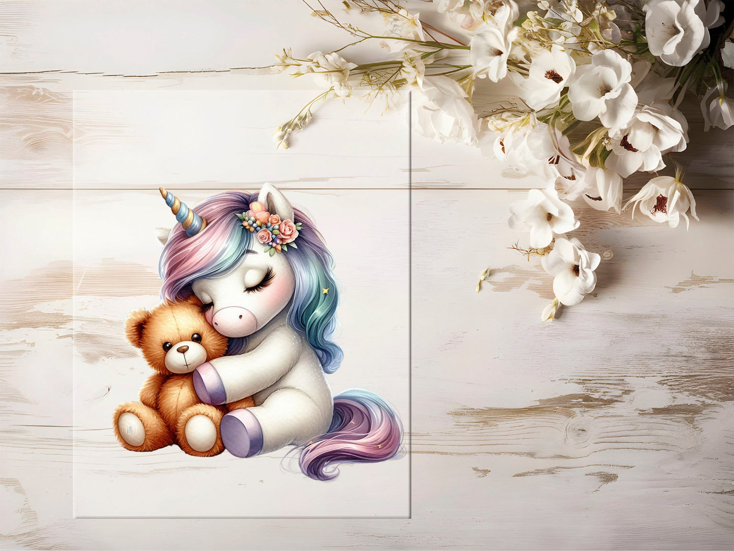 Auktion - Bügelbild - Einhorn Teddy #1270 - 15cm