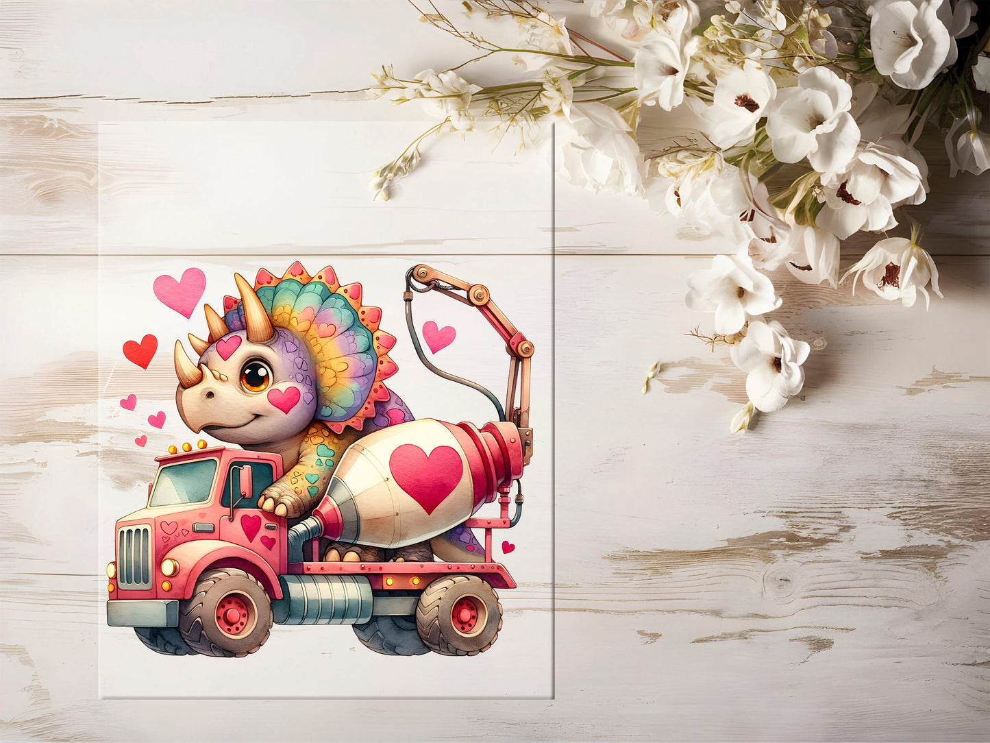 Auktion - Bügelbild - Baustellen Dino #1409 - 20cm