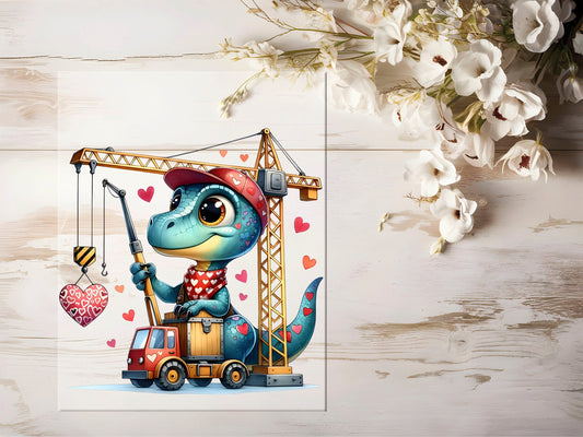 Auktion - Bügelbild - Baustellen Dino #1408 - 20cm