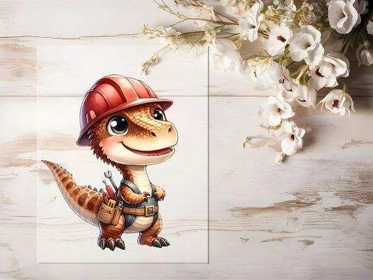 Auktion - Bügelbild - Baustellen Dino #1407 - 20cm