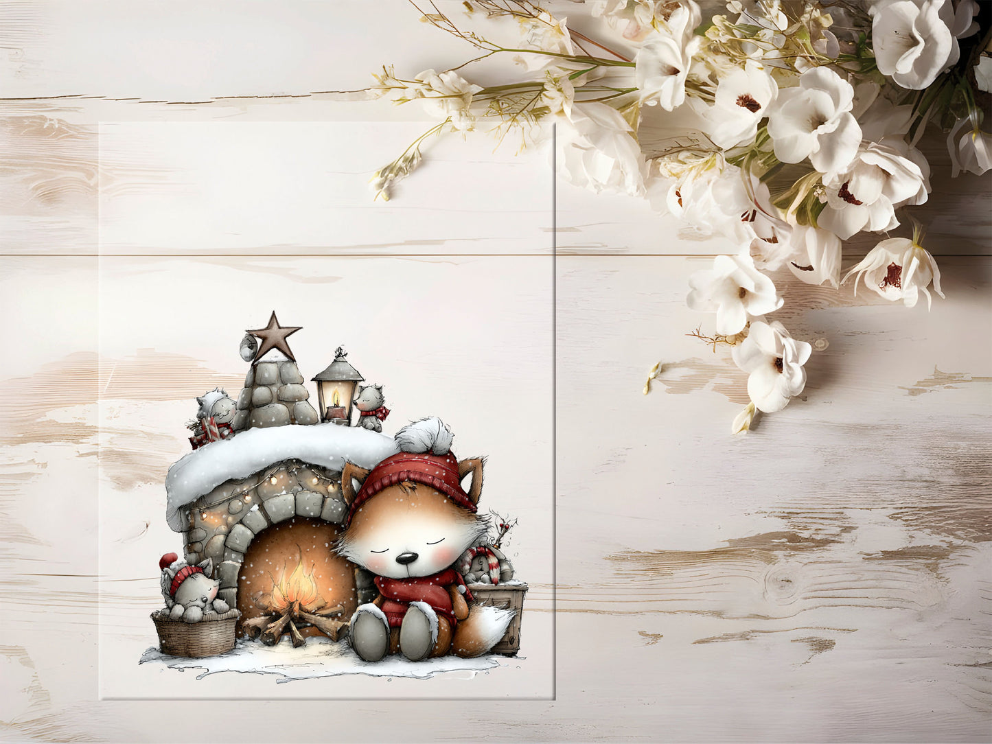 Bügelbild - Winterfuchs am Kamin #2175