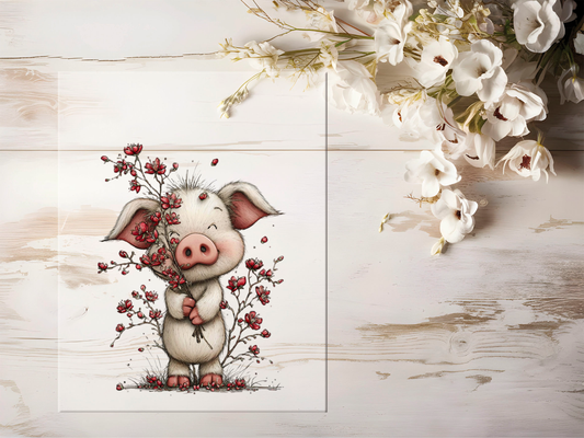 Bügelbild - Frühlingstiere Schwein #2344