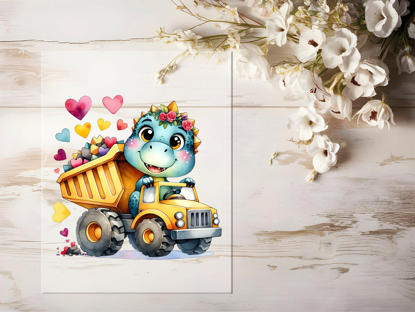 Auktion - Bügelbild - Baustellen Dino #1382 - 20cm