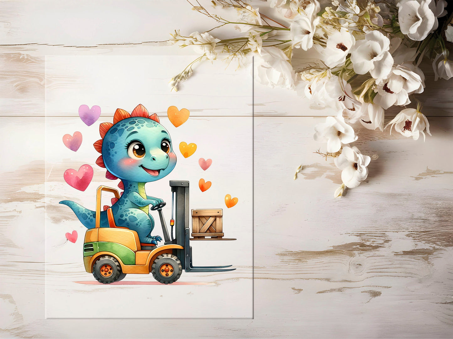 Auktion - Bügelbild - Baustellen Dino #1381 - 20cm