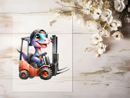 Auktion - Bügelbild - Baustellen Dino #1380 - 20cm