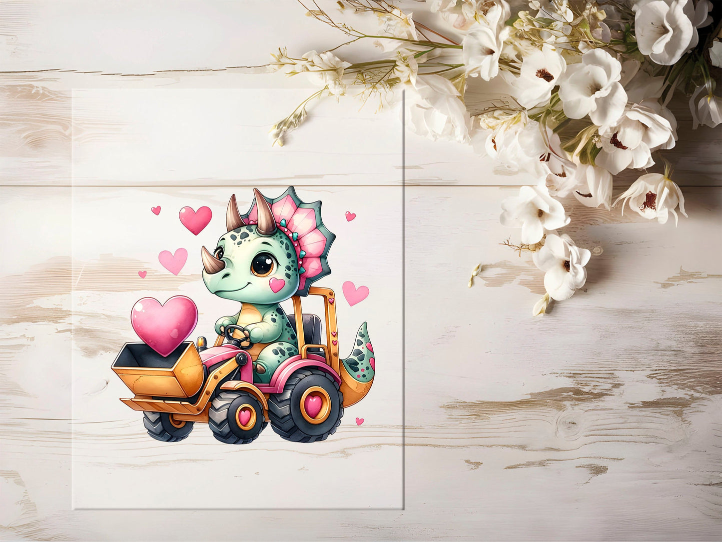 Auktion - Bügelbild - Baustellen Dino #1379 - 20cm