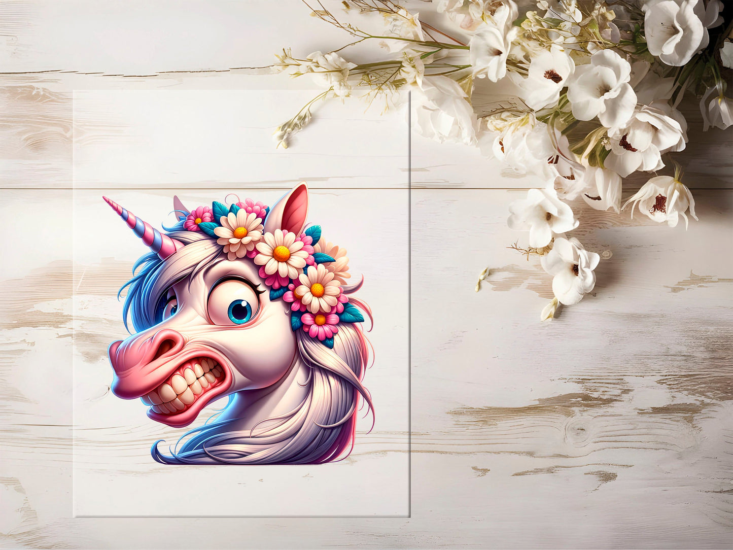 Auktion - Bügelbild - Freaky Einhorn #1363 - 15cm