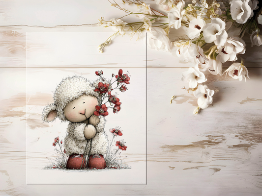 Auktion - Bügelbild - Frühlingstiere Schaf #2315- 15cm