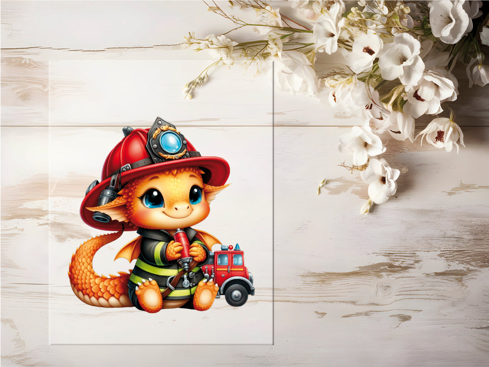 Auktion - Bügelbild - Feuerwehr Drache #0403 - 20cm