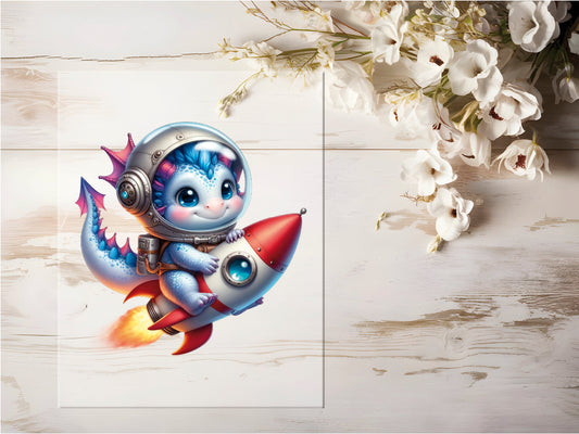 Bügelbild - Raketen Drache #0410