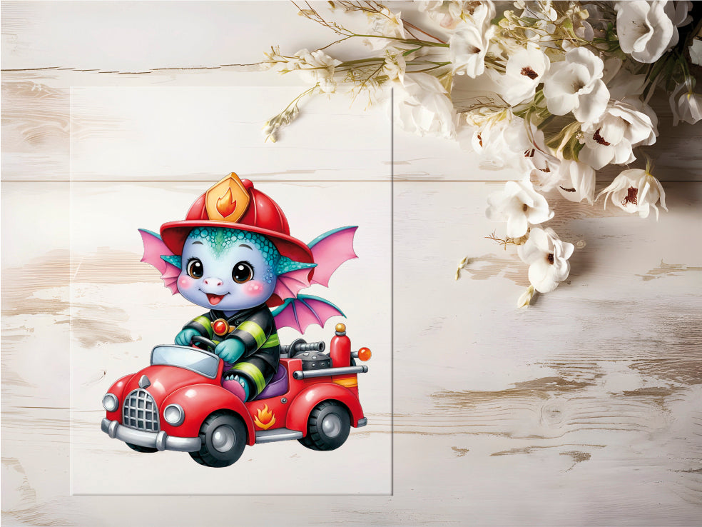Auktion - Bügelbild - Feuerwehr Drache #0411 - 20cm