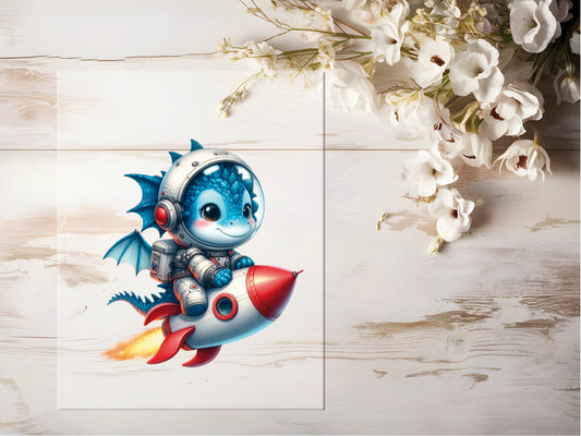 Auktion - Bügelbild - Astronauten Drache #0422 - 20cm