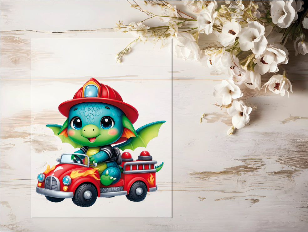 Auktion - Bügelbild - Feuerwehr Drache #0425 - 20cm