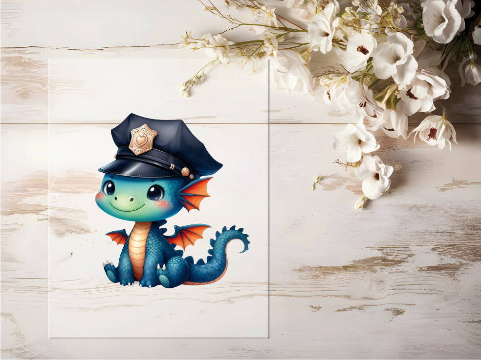 Auktion - Bügelbild - Polizei Drache #0428 - 20cm