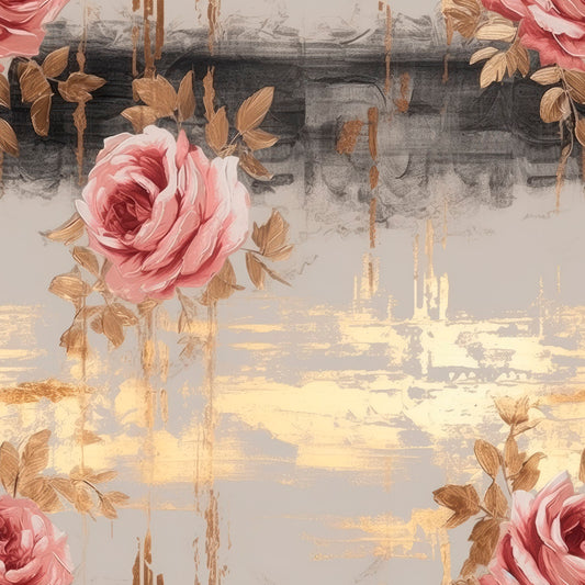 Grunge Roses Schwarz Gold 2