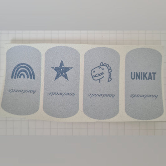 Auktion - Kunstlederlabel Set - Klapplabels Blau