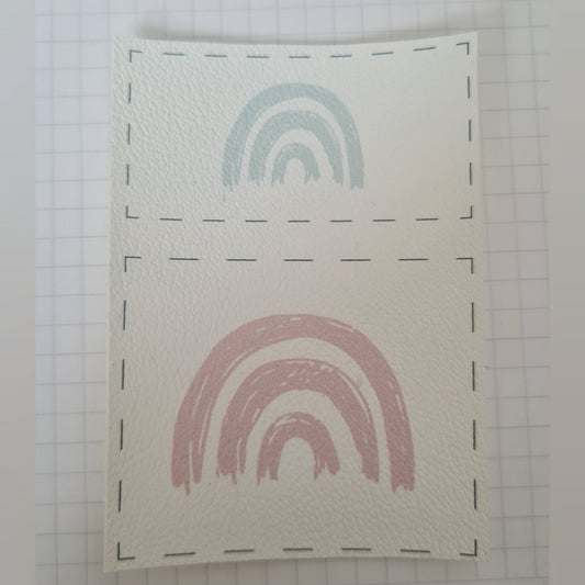 Auktion - Kunstlederlabel Set - Regenbogen mint