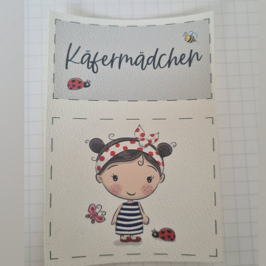 Auktion - Kunstlederlabel Set - Käfermädchen