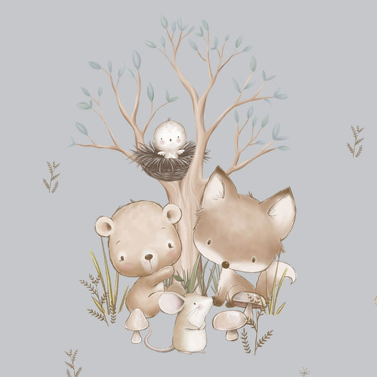 Sommersweat - Panel Waldbabys Jungs