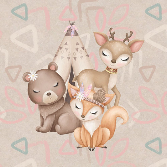 Sommersweat - Panel Boho Waldtiere