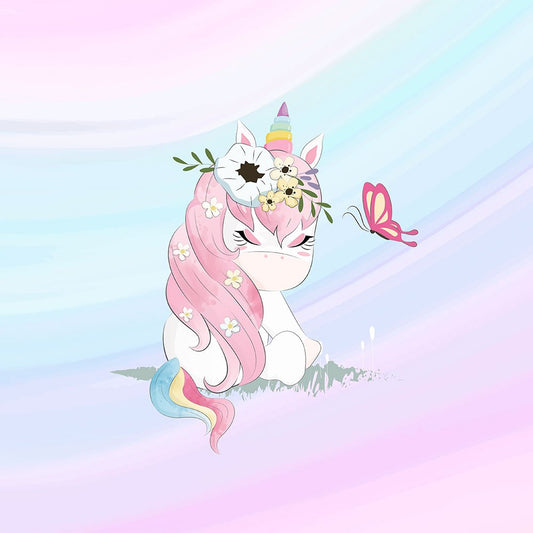 Sommersweat - Panel Twilight Einhorn Weiß