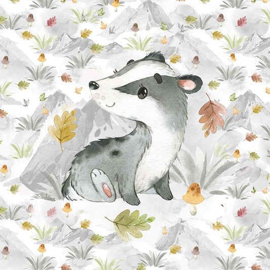 Sommersweat - Panel - Bergwaldtiere Herbst - Dachs