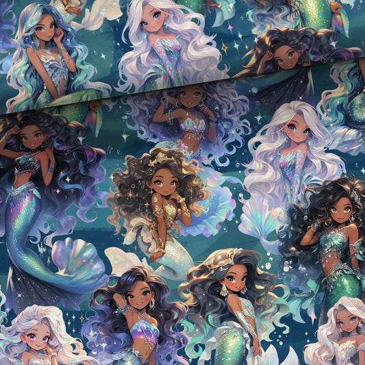 Sommersweat - Meerjungfrau dunkelblau Allover