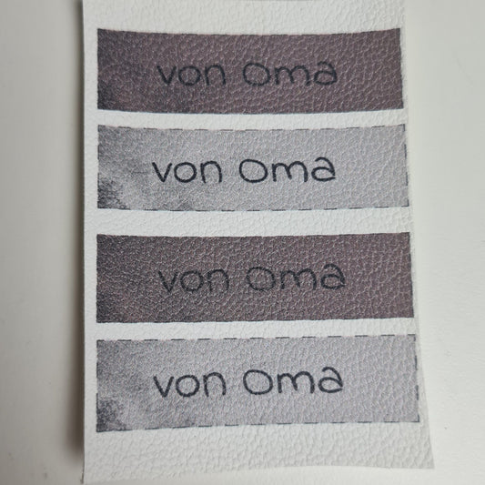 Kunstlederlabel Set - von Oma Braun/Grau