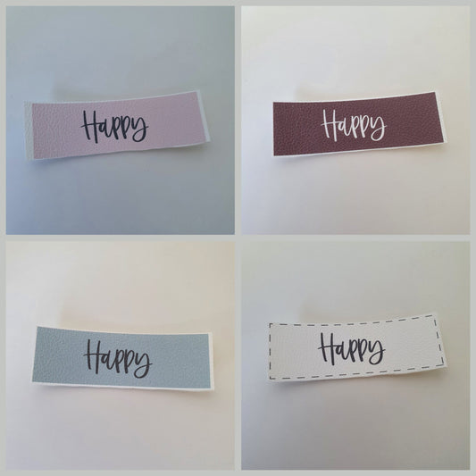 Kunstlederlabel  Set - Happy