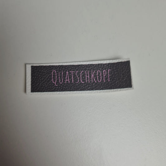 Kunstlederlabel - Quatschkopf Dunkelbraun/Rosa