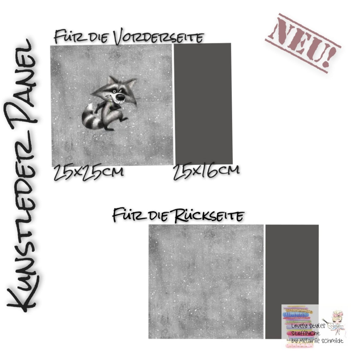 Auktion - Kunstlederpanel - Waschbär 25cm