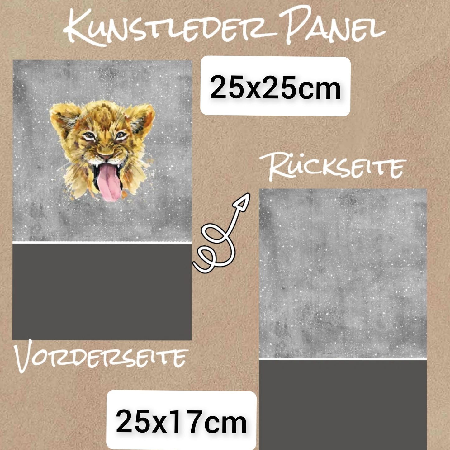 Kunstlederpanel - Löwe 25cm