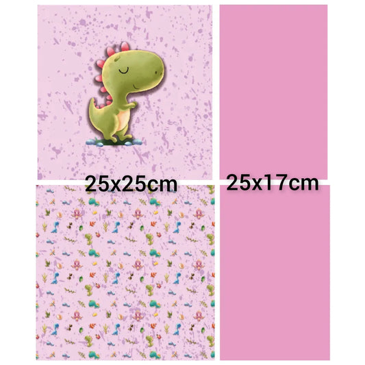 Auktion - Kunstlederpanel - Dino Rosa/Grün