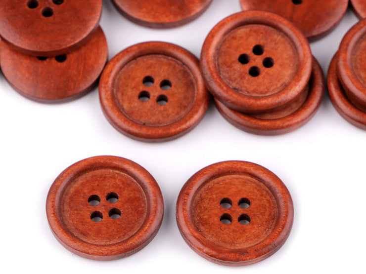 Auktion - Holzknopf 2,4cm Kirsche lackiert - 5Stk.