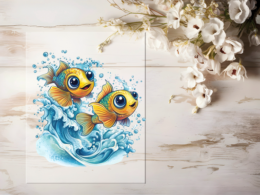 Bügelbild -  Fische Orange #1627