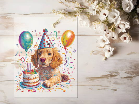 Bügelbild - Geburtstagshund #1651