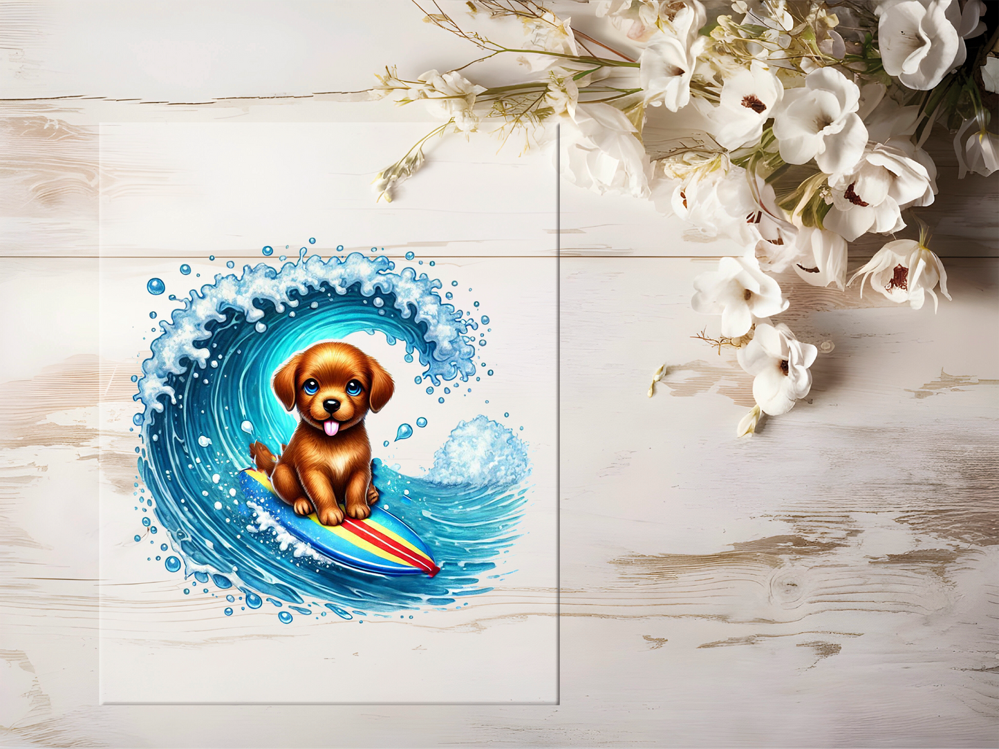 Bügelbild - Surfer Hund #1904