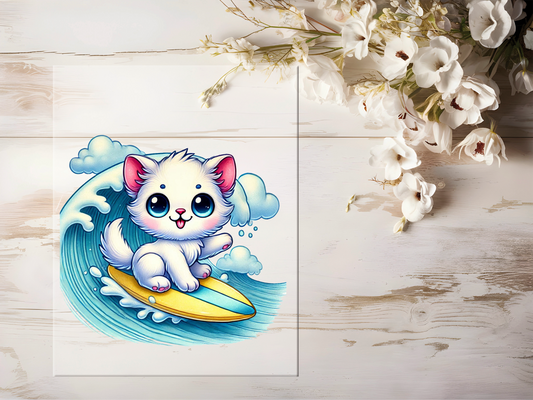 Bügelbild - Surfer Katze #1911