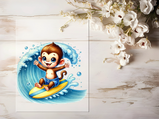 Bügelbild -  Surfer Affe #1914