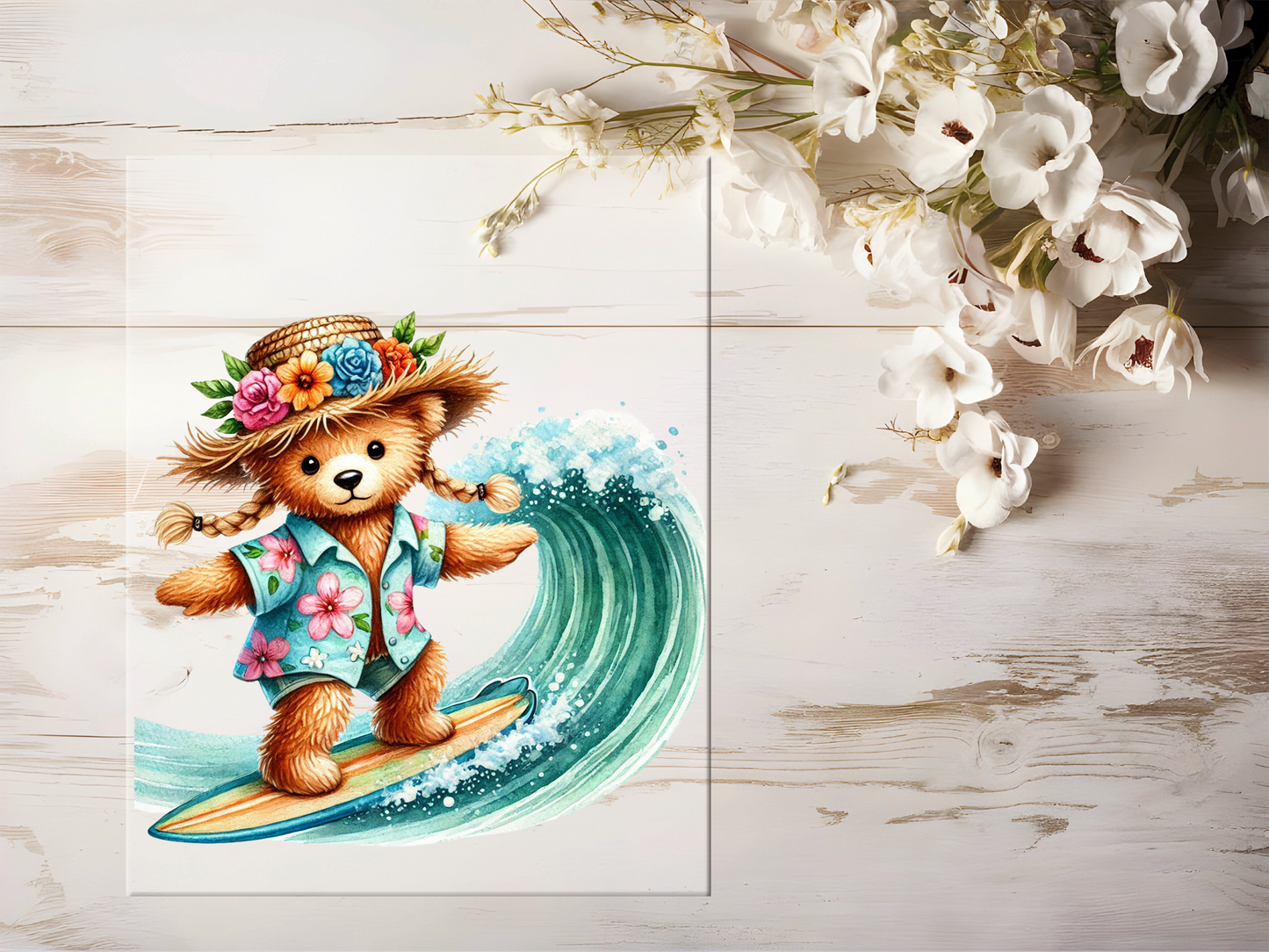 Bügelbild -  Surfer Bär #1920