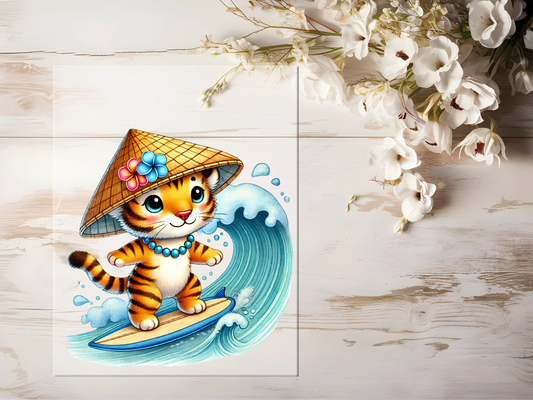 Bügelbild -  Surfer Tiger #1921
