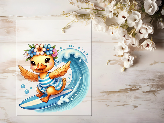 Bügelbild -  Surfer Ente #1922