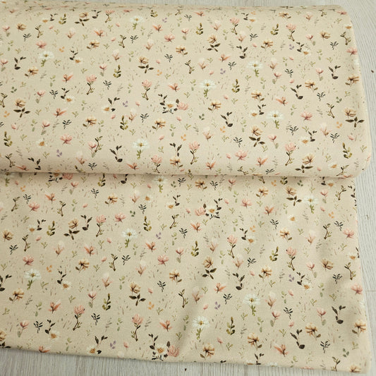 Sommersweat - Blumen Beige