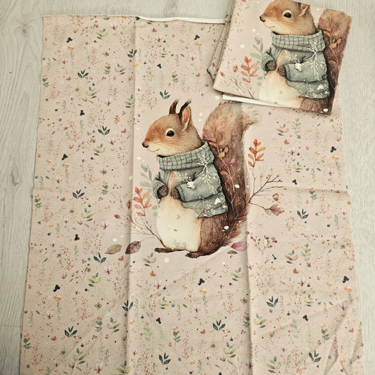 Sommersweat - Panel Eichhörnchen altrosa