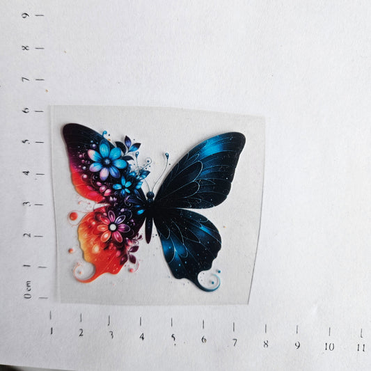Rub On - 6cm - Schmetterling Dunkelblau/Rot